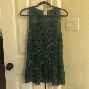 Cabi Turquoise & Black Falling Flowers Zoe Top